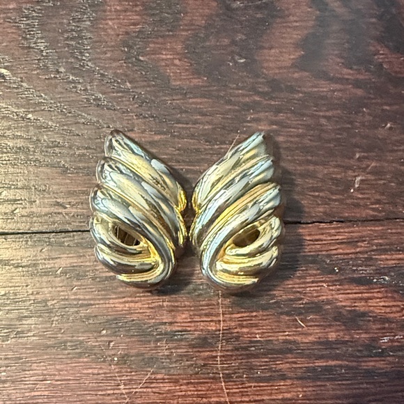 Vintage Givenchy Elegant Gold and Silver Swirl Earrings
